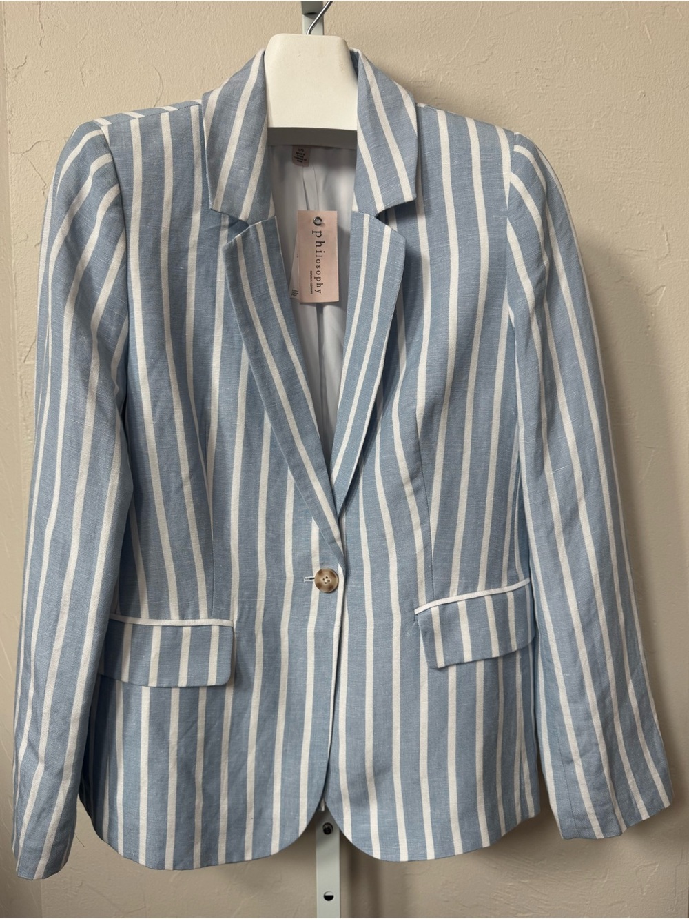 Philosophy | Blazer | Linen-Viscose | Sky Blue and White | L